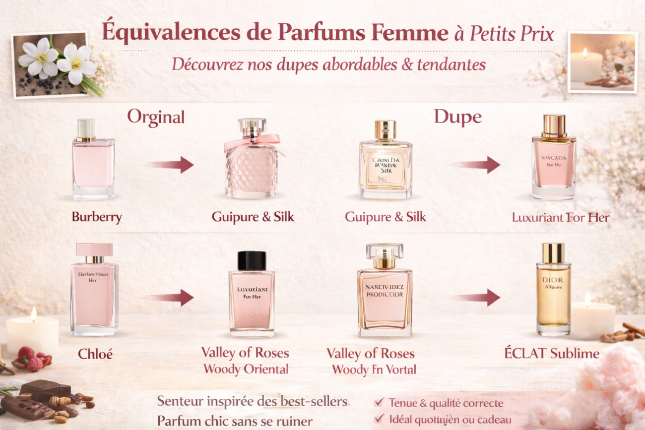 Équivalences de parfums femme à petits prix